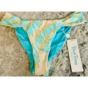 Beach Bunny‎ Swimwear Bikini Bottoms XL Palm Leaf Print Gold Details new W/tags